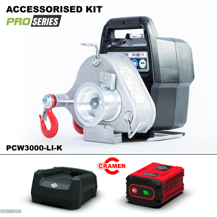 Portable Winch Battery Capstan Winch Kit (PCW3000-LI-K) 1000kg Inc Cramer Battery & Charger