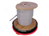 RUNPOTEC X-Board XB 500 Red and Black Universal cable drum rewinder and unwinder for all types of cables and pipes. Example photo of roller in use with grey cable on damaged drum (not supplied). 