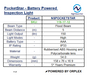 Product specifications table for NightSearcher PocketStar battery-powered inspection light