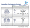 Product specifications table for NightSearcher Galaxy Star rechargeable work light