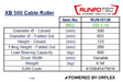 Technical specifications of an XB 500 Cable Roller by Runpotec