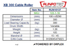 Technical specifications of a RUNPOTEC XB300 cable roller with dimensions, weight, and other details.