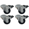 RUNPOTEC Set of 4 Silver and Black Castors with Parking Brake for PRO 530/670 Cable Drum Rollers