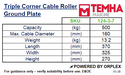Technical Specifications Table for Triple Corner Cable Roller Ground Plate - Wide Model (Supports Cable Diameter up to 160mm)