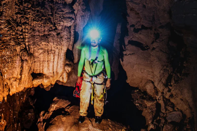 NightSearcher HT800RX rechargeable head torch in use