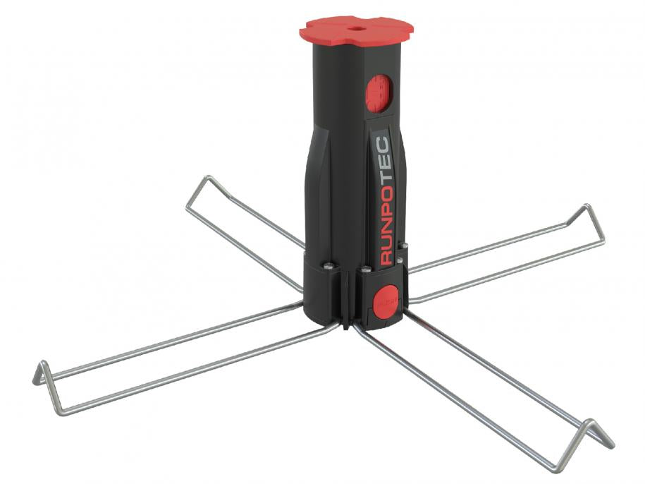 Red and Black RUNPOTEC Multi-function mandrel for cable rolling systems.