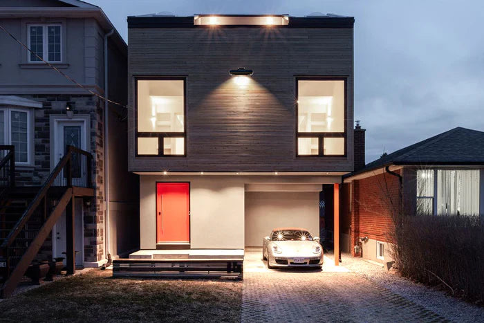 NexSun 2000 Solar Flood Light (Grey and Blue) in use