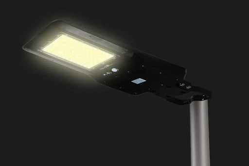 NexSun 6000 Black LED Solar Flood Light turned on