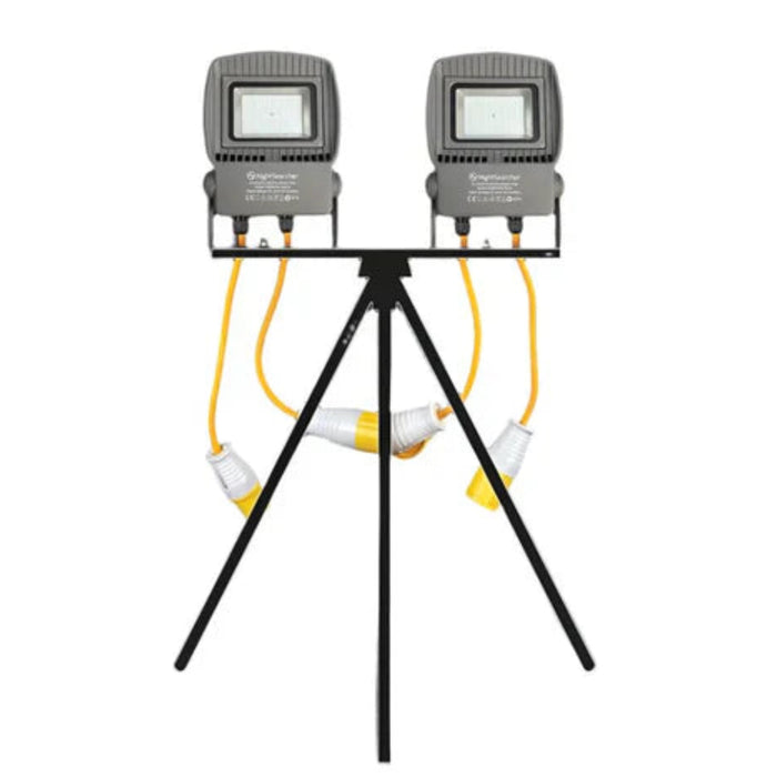 NightSearcher LinkStar AC Linkable Floodlight - Twin Head with Tripod