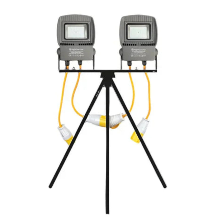NightSearcher LinkStar AC Linkable Floodlight - Twin Head with Tripod