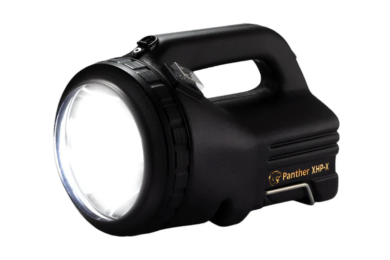 Black NightSearcher Panther XHP-X rechargeable searchlight