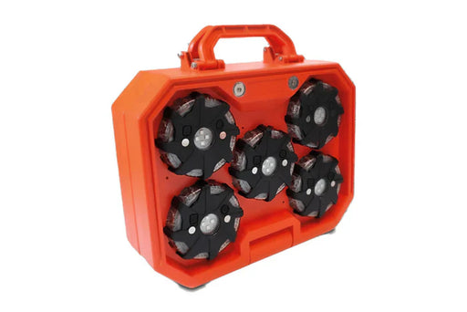 NightSearcher Pulsar NavStar rechargeable hazard warning lights (set of 10) in carry case - red, amber and blue