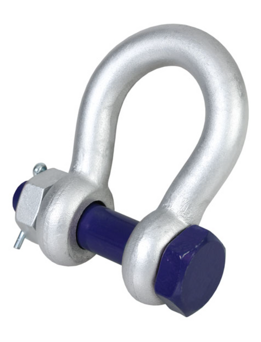 GT Blue Pin Grade 6 Bow Shackle with Safety Nut and Bolt Pin