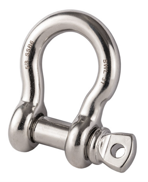 Stainless Steel Load Rated Screw Collar Pin Bow Shackle