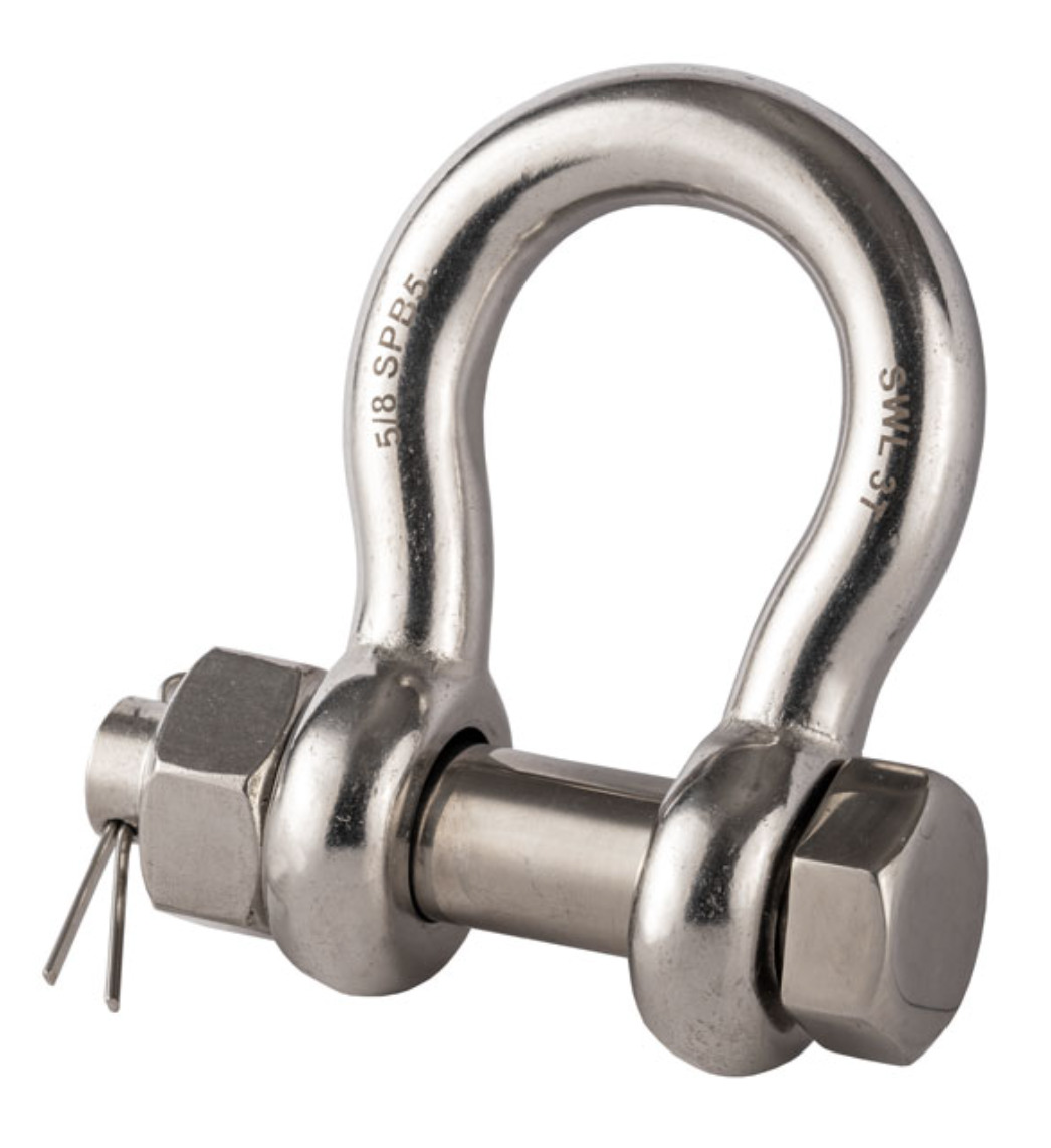 Stainless Steel Load Rated Safety Nut and Bolt Pin Bow Shackle ...