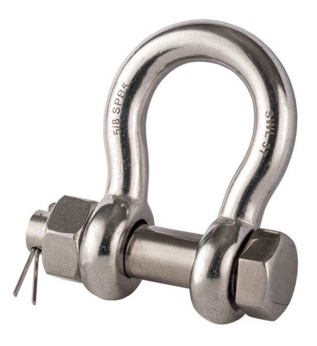 Stainless Steel Load Rated Safety Nut and Bolt Pin Bow Shackle