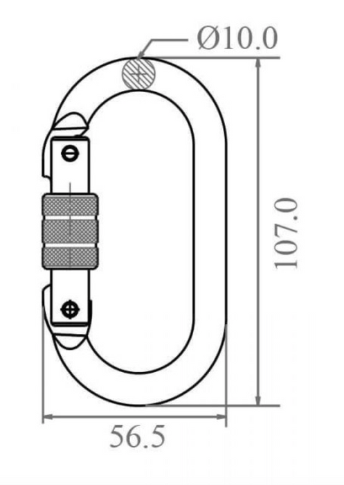 Steel Keylock Screw Locking Karabiner - MBS 23kN - Gate Opening 15mm