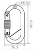 Steel Screw Locking Karabiner with Captive Pin - MBS 25kN - Gate Opening 18mm