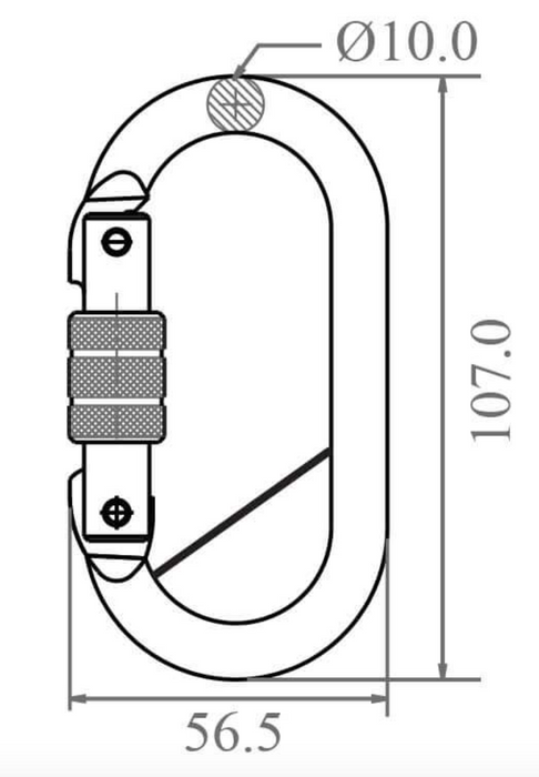 Steel Screw Locking Karabiner with Captive Pin - MBS 25kN - Gate Opening 18mm