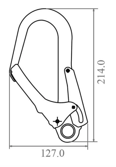 Steel Double Action Locking Scaffold Hook - 50.8mm Gate Opening - 23kN