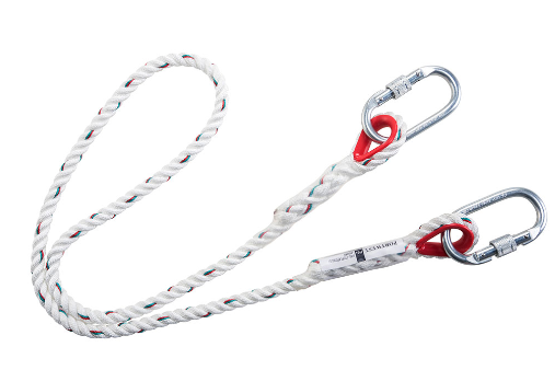 Single Rope Restraint Lanyard White - Length 1.5m - Carabiner Each End