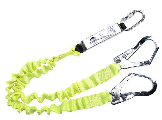 Portwest - Double Elasticated Lanyard With Shock Absorber Yellow - Length 1.8m