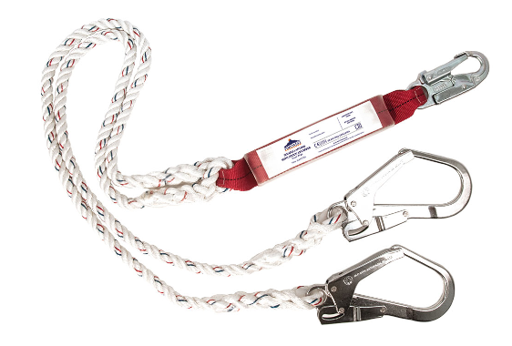 Double Lanyard With Shock Absorber White